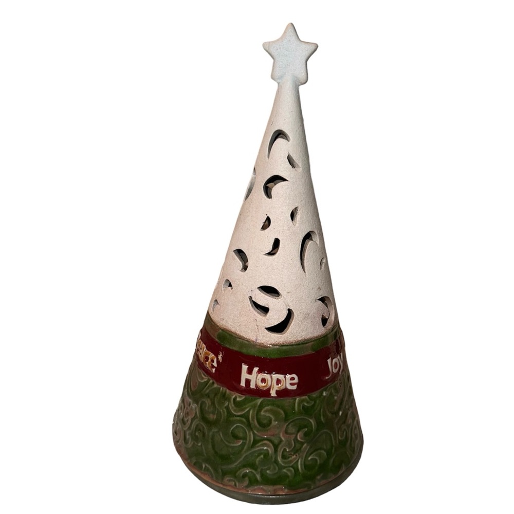 Burton + BURTON Ceramic Christmas Tree Luminary Candle Holder 12” Tall